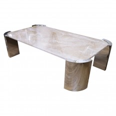 Rectangular marble and chrome coffee table